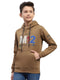 Boys Brown Printed Hooded Full Sleeve Sweatshirt