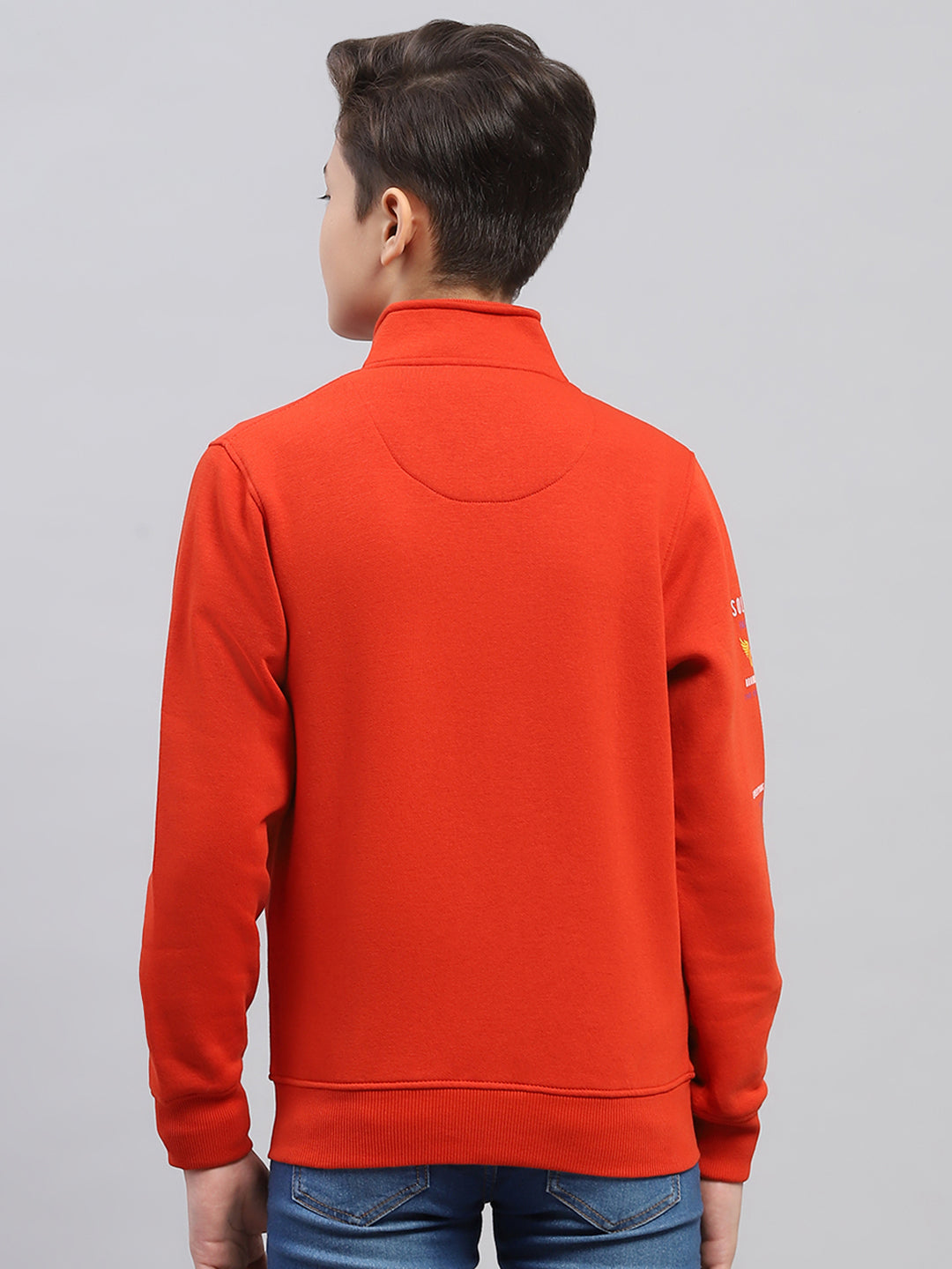 Boys Rust Printed Turtle Neck Full Sleeve Sweatshirt