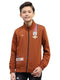 Boys Brown Printed Turtle Neck Full Sleeve Sweatshirt