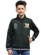 Boys Green Embroidered Turtle Neck Full Sleeve Sweatshirt