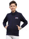Boys Navy Blue Printed Turtle Neck Full Sleeve Sweatshirt