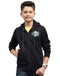 Boys Navy Blue Printed Hooded Full Sleeve Sweatshirt