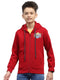 Boys Maroon Printed Hooded Full Sleeve Sweatshirt