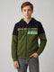 Boys Green Printed Hooded Full Sleeve Sweatshirt