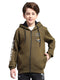 Boys Olive Printed Hooded Full Sleeve Sweatshirt