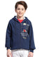 Boys Blue Printed Hooded Full Sleeve Sweatshirt