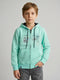 Boys Blue Printed Hooded Full Sleeve Sweatshirt