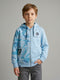 Boys Blue Printed Hooded Full Sleeve Sweatshirt