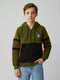 Boys Olive Printed Hooded Full Sleeve Sweatshirt