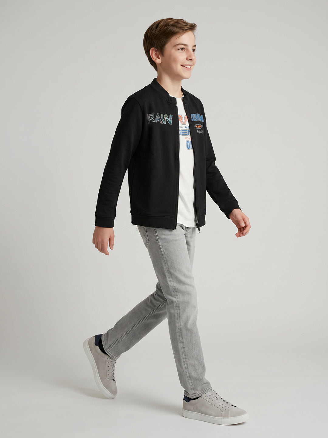 Boys Black Printed Round Neck Full Sleeve Sweatshirt with T-Shirt