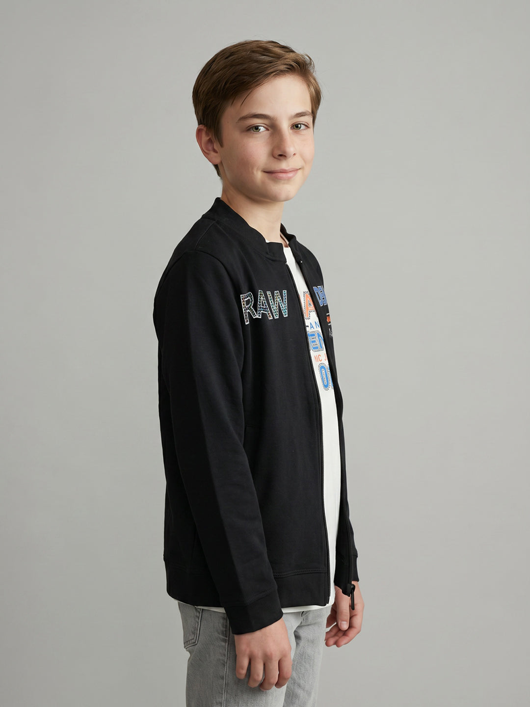 Boys Black Printed Round Neck Full Sleeve Sweatshirt with T-Shirt