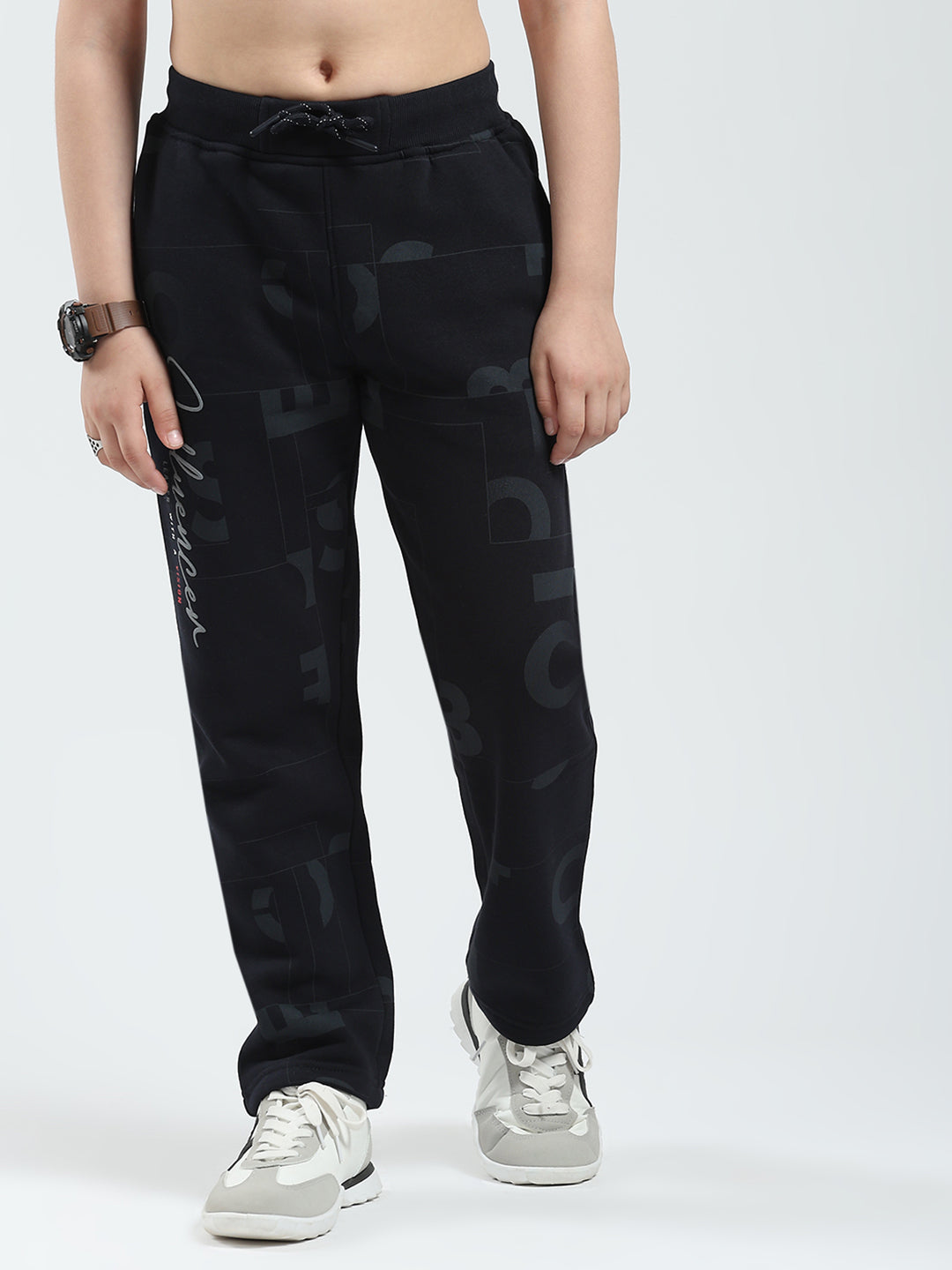 Boys Navy Blue Printed Regular Fit Lower