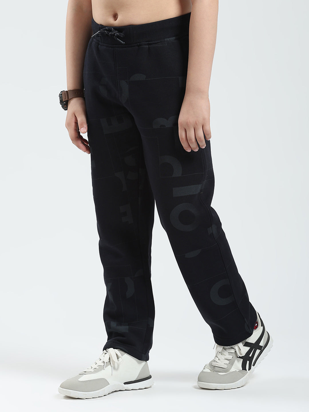 Boys Navy Blue Printed Regular Fit Lower