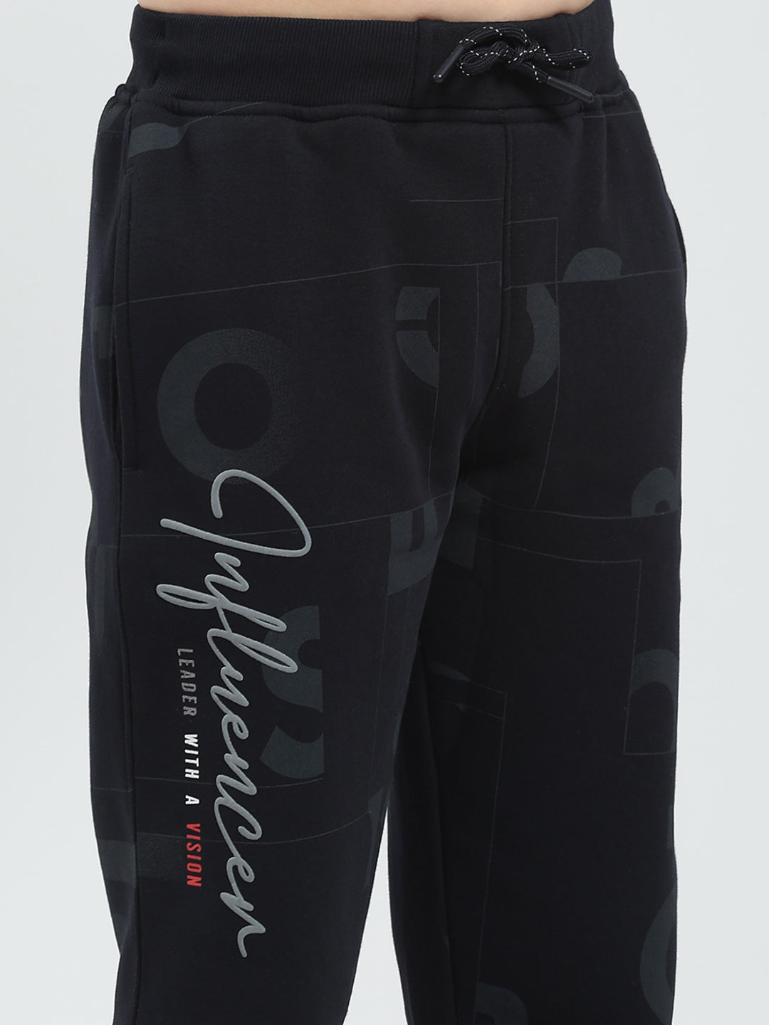 Boys Navy Blue Printed Regular Fit Lower