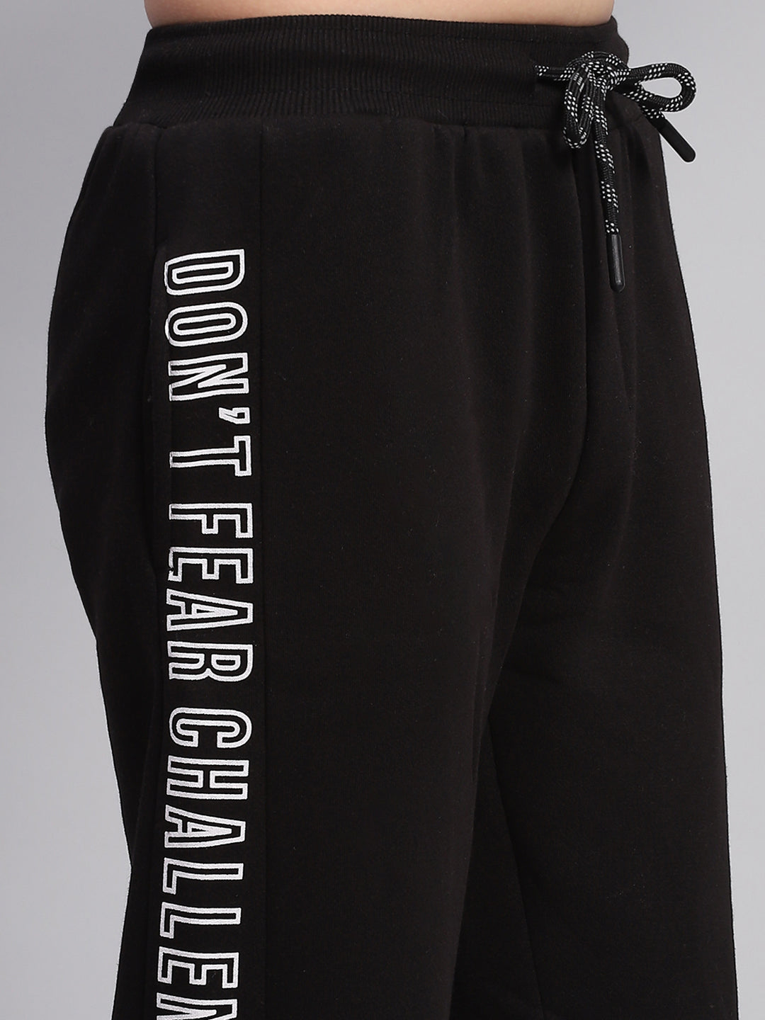 Boys Mustard & Black Printed Hooded Full Sleeve Tracksuit