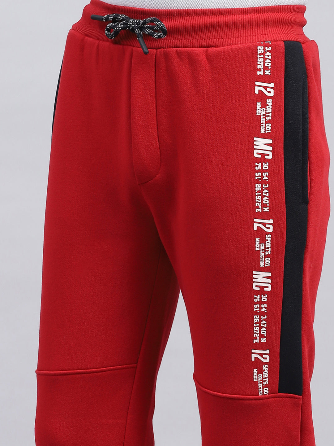 Buy Boys Red Printed Mock Neck Full Sleeve Tracksuit Online in