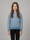 Girls Blue Jacquard Round Neck Full Sleeve Sweater