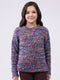 Girls Navy Blue & Purple Self Design Round Neck Full Sleeve Pullover