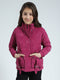 Girls Pink Solid Mock Neck Full Sleeve Jacket