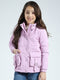 Girls Purple Solid Mock Neck Full Sleeve Jacket