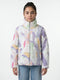 Girls Purple Printed High Neck Full Sleeve Puffer Jacket