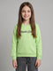 Girls Green Self Design Round Neck Full Sleeve Sweatshirt