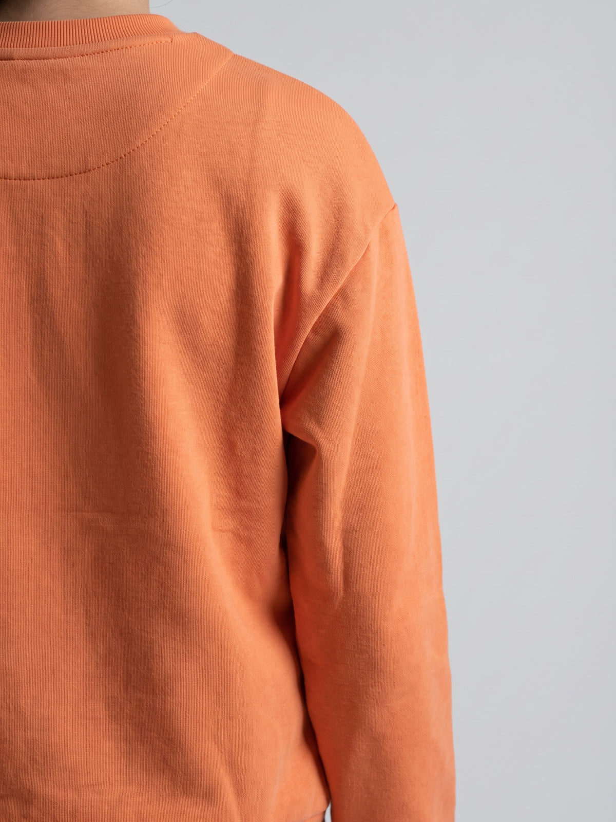 Girls Orange Printed Round Neck Full Sleeve Sweatshirt