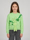 Girls Green Printed Round Neck Full Sleeve Sweatshirt