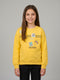 Girls Yellow Printed Round Neck Full Sleeve Sweatshirt