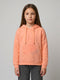 Girls Peach Embroidered Hooded Full Sleeve Sweatshirt