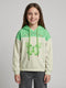 Girls Green Printed Hooded Full Sleeve Sweatshirt