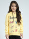 Girls Yellow Printed Hooded Full Sleeve Sweatshirt
