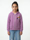 Girls Purple Printed Hooded Full Sleeve Sweatshirt