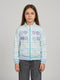 Girls Blue Printed Turtle Neck Full Sleeve Sweatshirt