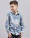 Boys Grey Printed Collar Full Sleeve Shirt