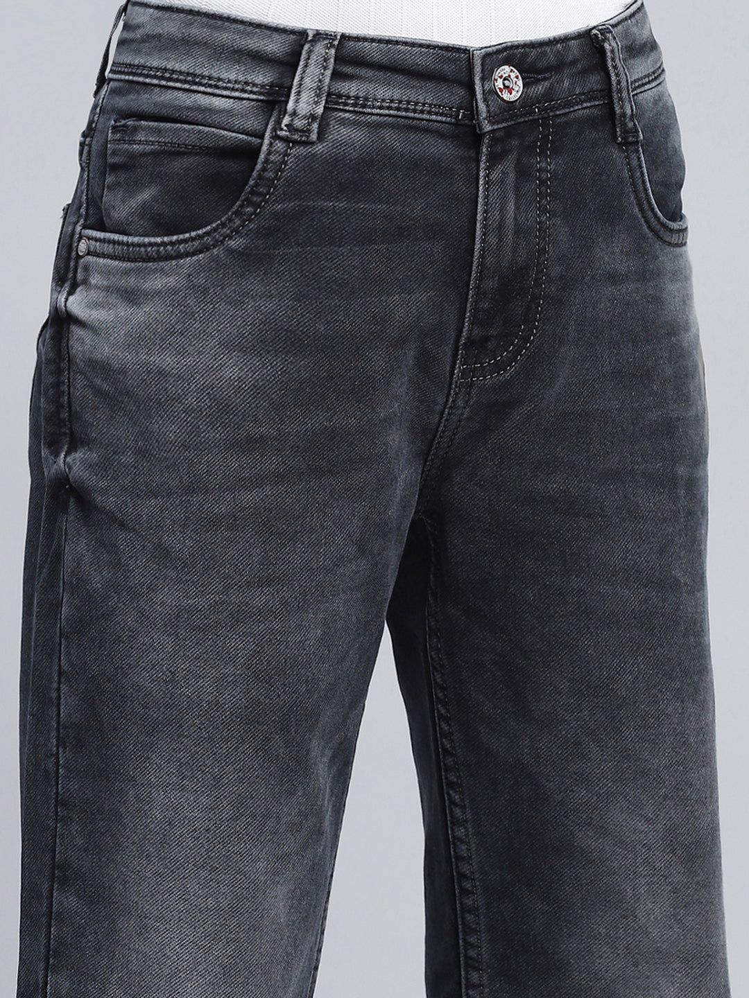 Boys Grey Light Wash Straight Fit Denim