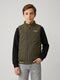 Boys Olive Solid Mock Neck Reversible Puffer Jacket
