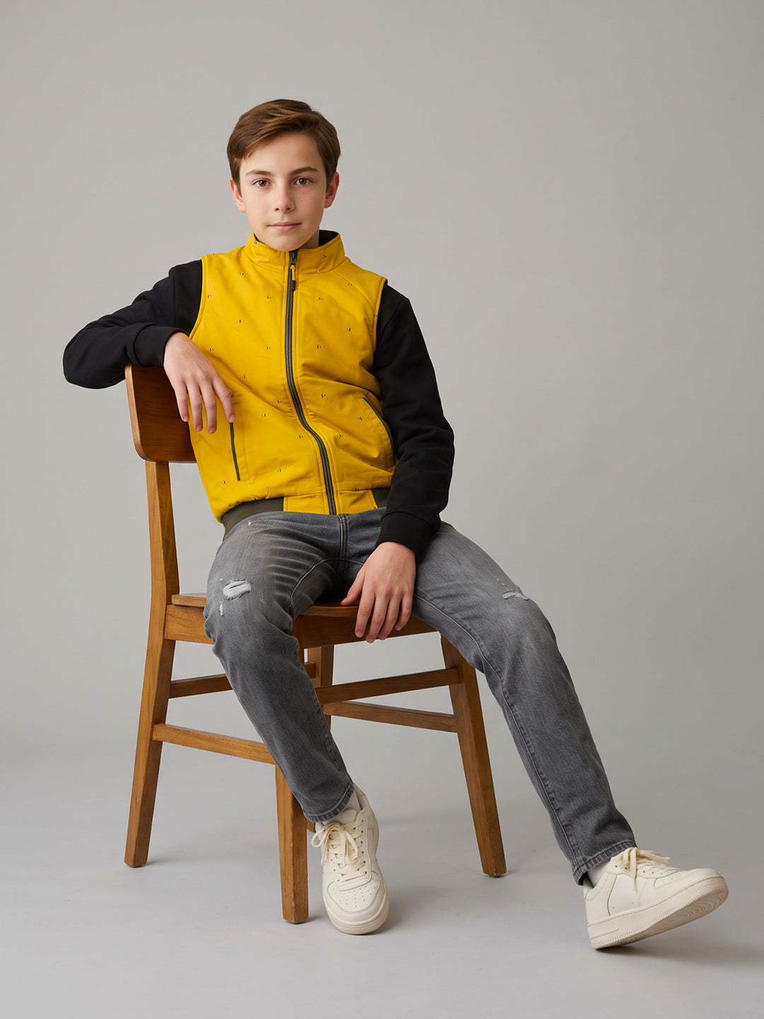 Boys Olive Solid Mock Neck Reversible Puffer Jacket