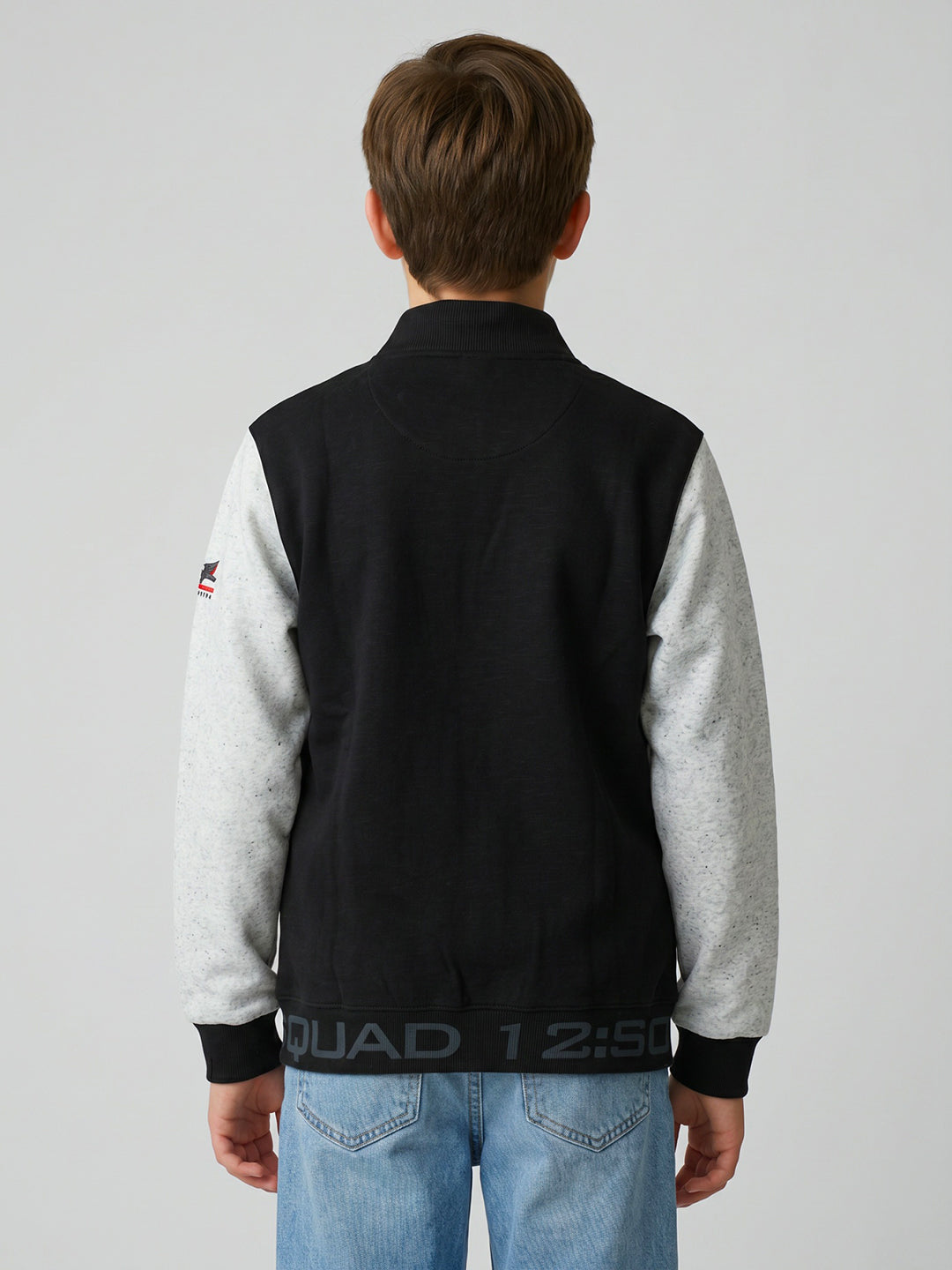 Boys Black Printed Turtle Neck Full Sleeve Sweatshirt