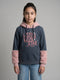 Girls Grey Printed Hooded Full Sleeve Sweatshirt