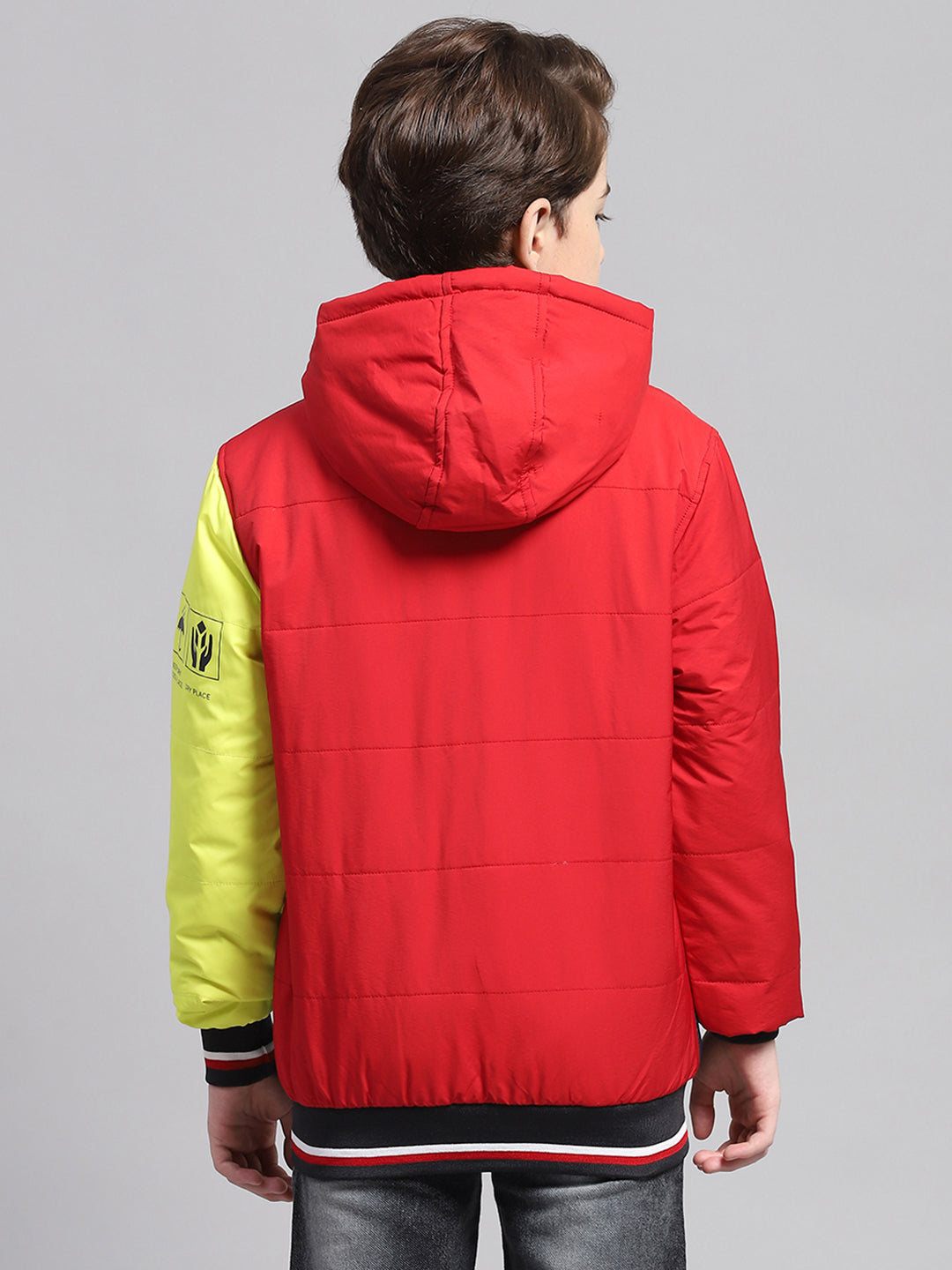 Boys Multicolor Solid Hooded Full Sleeve Reversible Jacket