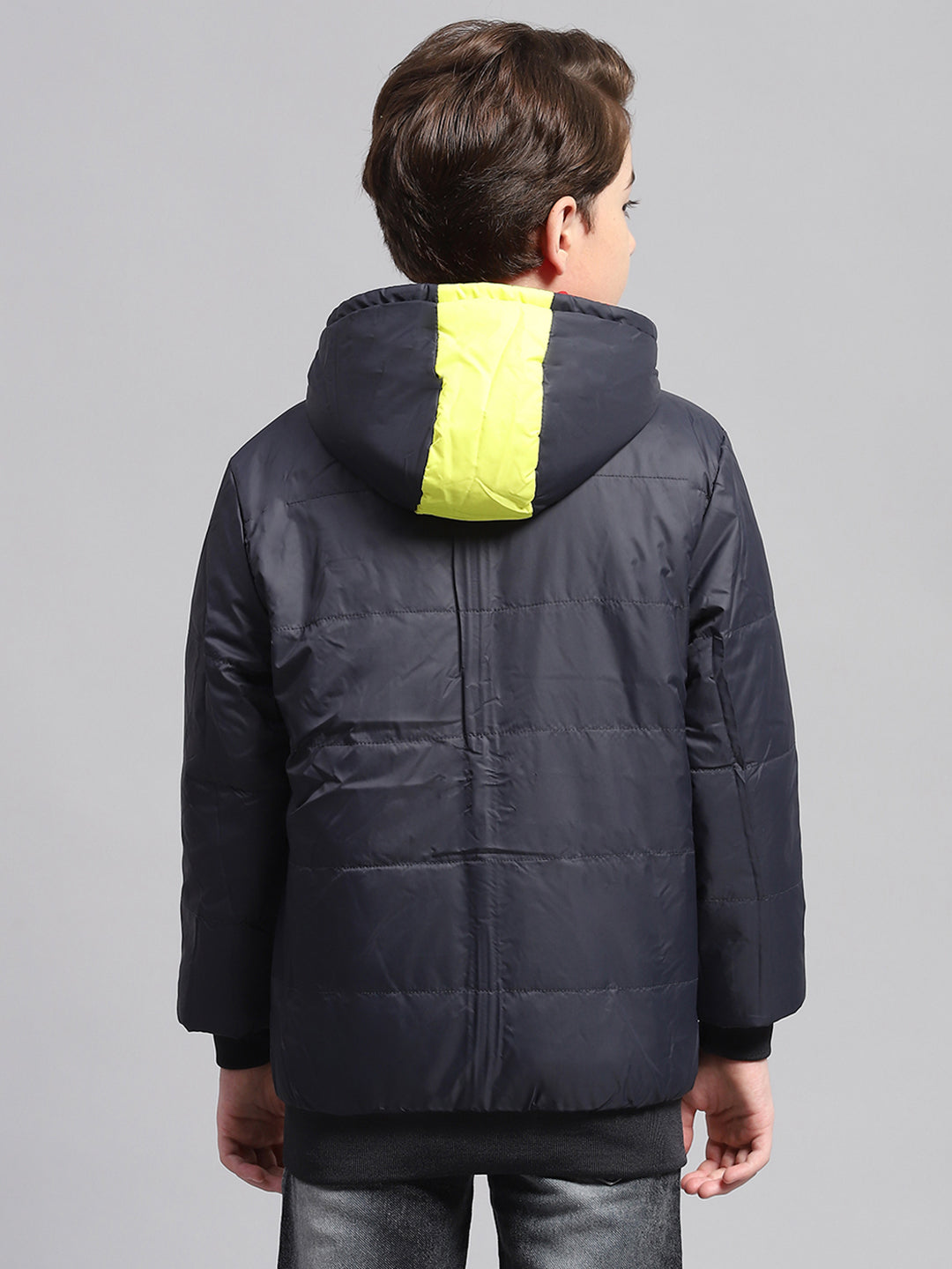 Boys Multicolor Solid Hooded Full Sleeve Reversible Jacket