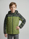 Boys Green Camouflage Detachable Hood Full Sleeve Puffer Jacket