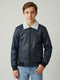 Boys Navy Blue Camouflage Collar Full Sleeve Bomber Jacket