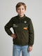 Boys Olive Solid Turtle Neck Full Sleeve Bomber Jacket