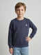 Boys Navy Blue Solid Round Neck Full Sleeve Sweatshirt