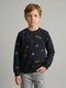 Boys Navy Blue Typography Print Round Neck Full Sleeve Sweatshirt