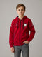 Boys Red Printed Collar Full Sleeve Sweatshirt
