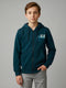 Boys Teal Blue Printed Collar Full Sleeve Sweatshirt