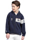 Boys Navy Blue Printed Hooded Full Sleeve Sweatshirt